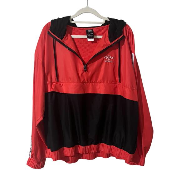 Umbro Women’s Windbreaker Jacket XXL Red Black ColorBlock Streetwear Outdoor - Picture 1 of 10